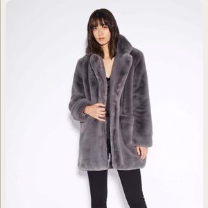 Apparis Sophie Faux Fur Coat Gray Size M